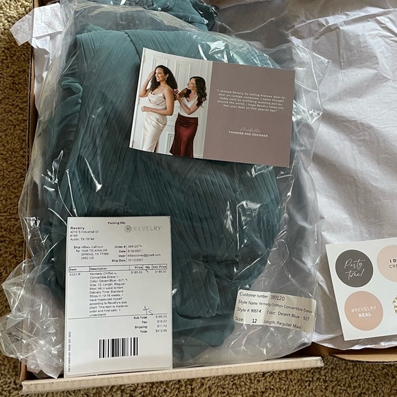 NWT Never worn Revelry Kennedy Chiffon convertible dress size 12 desert blue - Picture 14 of 14